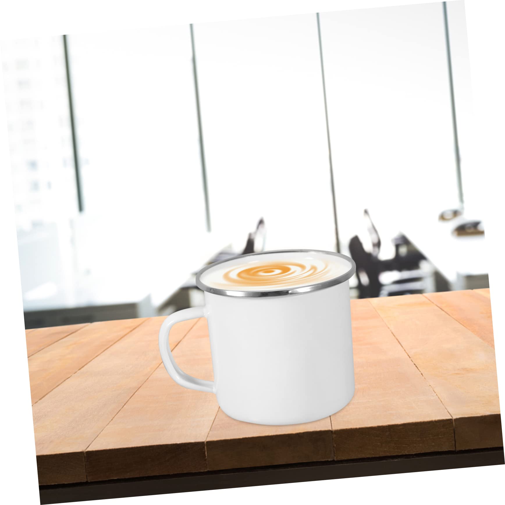 4 Stück Emaille Tasse Weiß Leichte Camping und Kaffeebecher mit Griff Große Kapazität für Drinnen und Draußen