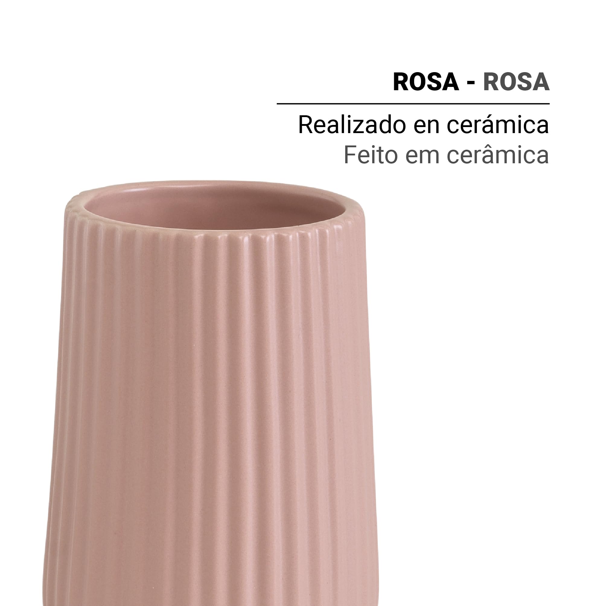 Gedy Marika Toothbrush Holder, Ceramic, Pink, 8 x 8 x 11.6 cm, 8x8x11,6cm - Image 2