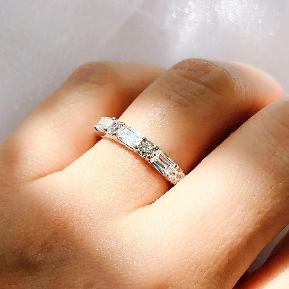 BERRICLE Sterling Silver Art Deco Rings Half Eternity Ring for Women, Cubic Zirconia CZ - Image 6