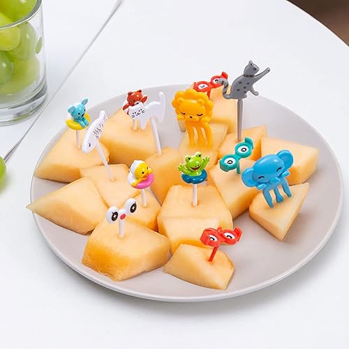 Miniatura 5 de 1 juego de tenedores de frutas para niños, lindos palillos de dientes de dibujos animados, antideslizantes, reutilizables, decorativos, de plástico,