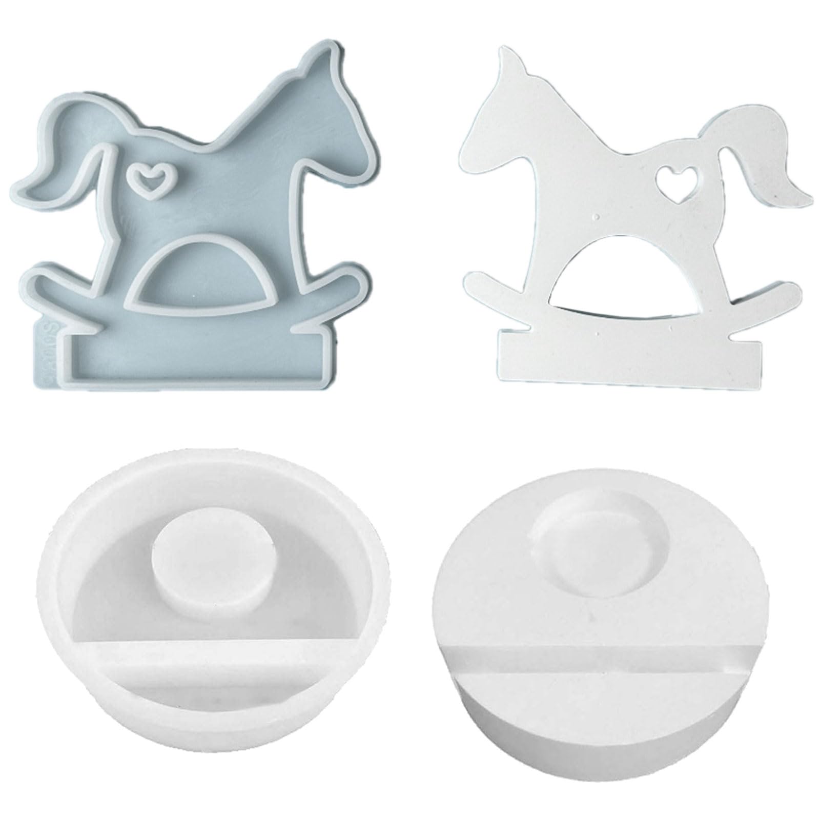 NEWFT Horse Holder Resins Candlesticks Silicone Molds Holder Castings Molds Table Decorations Candlesticks Resins Castings Hearts Horse Silicone