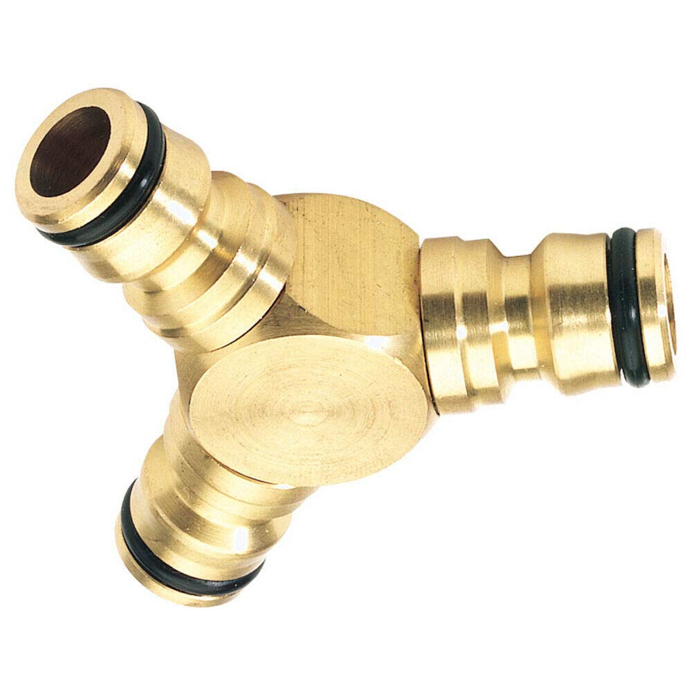 Soladirect Men's Gold 1/2" Y Splitter Piece Brass Three Way Garden Hose Quick Connector