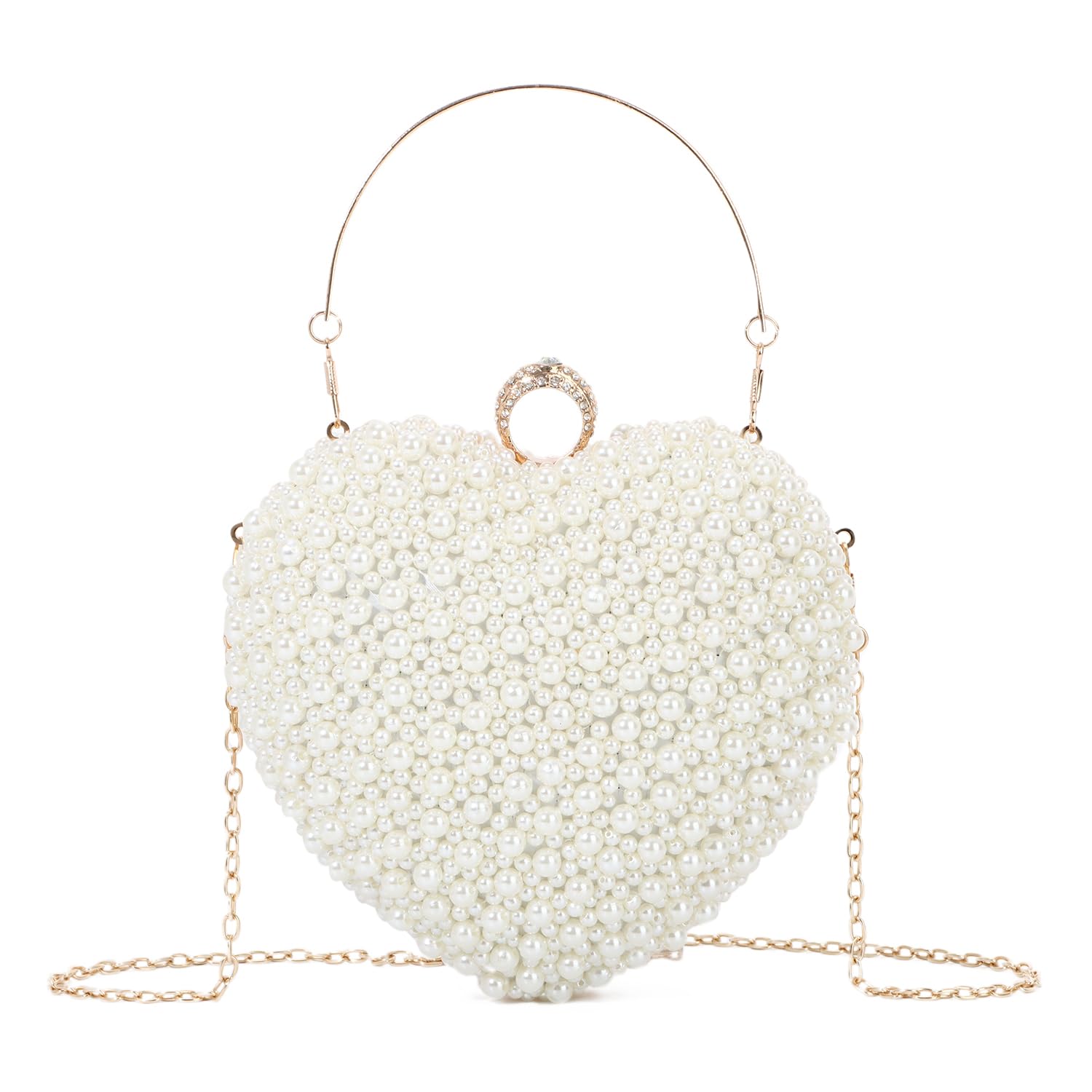 Pearl Clutch for Women, Elegant Heart Beaded Bag for Bride, Evening Pearl Clutch for Women, Elegant Heart Beaded Bag for Bride, Evening