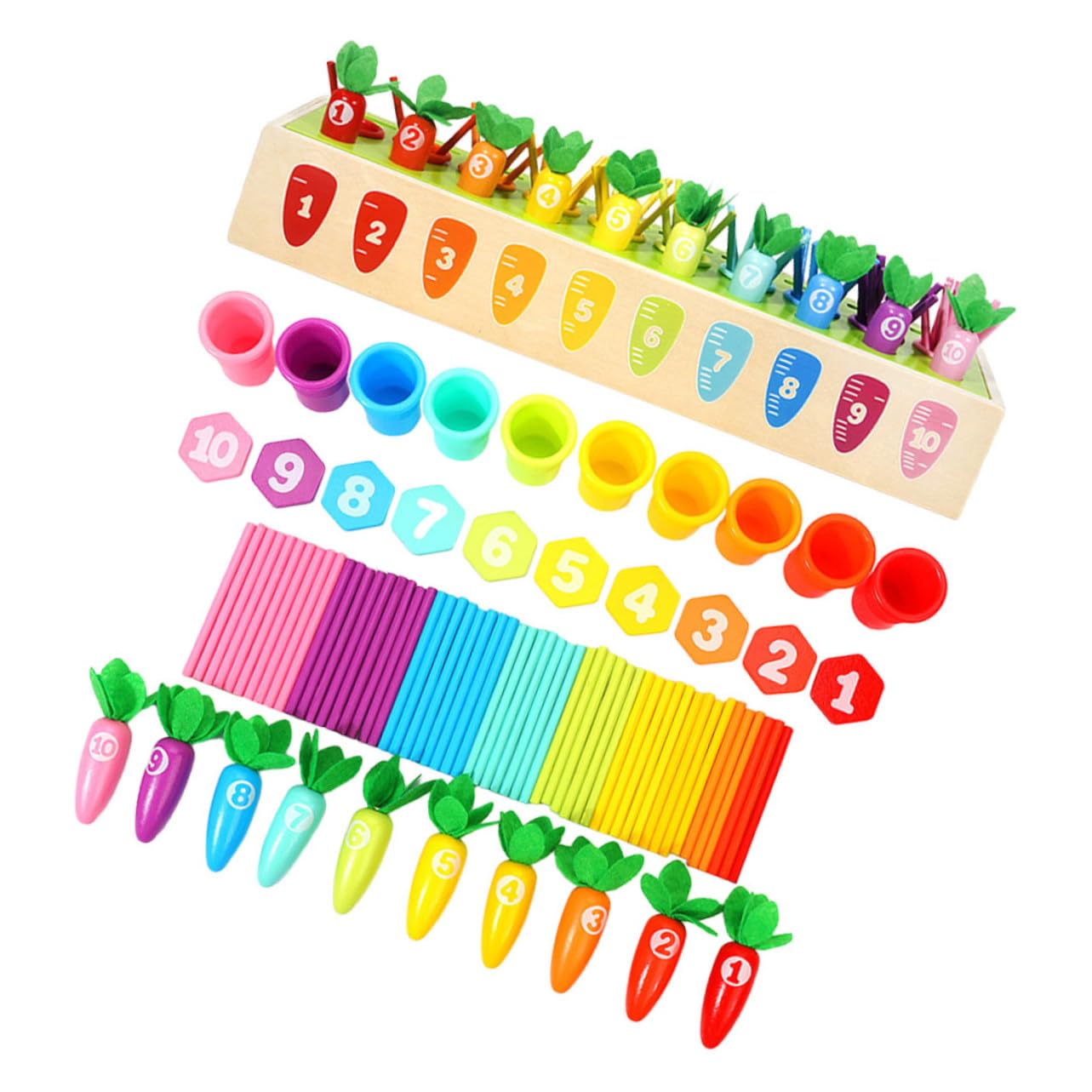 POPETPOP Juguetes para Contar De Bloques para Clasificar Números Juguete De Madera para Preescolar Cognitivo Años Carote para Aprendizaje Interactivo