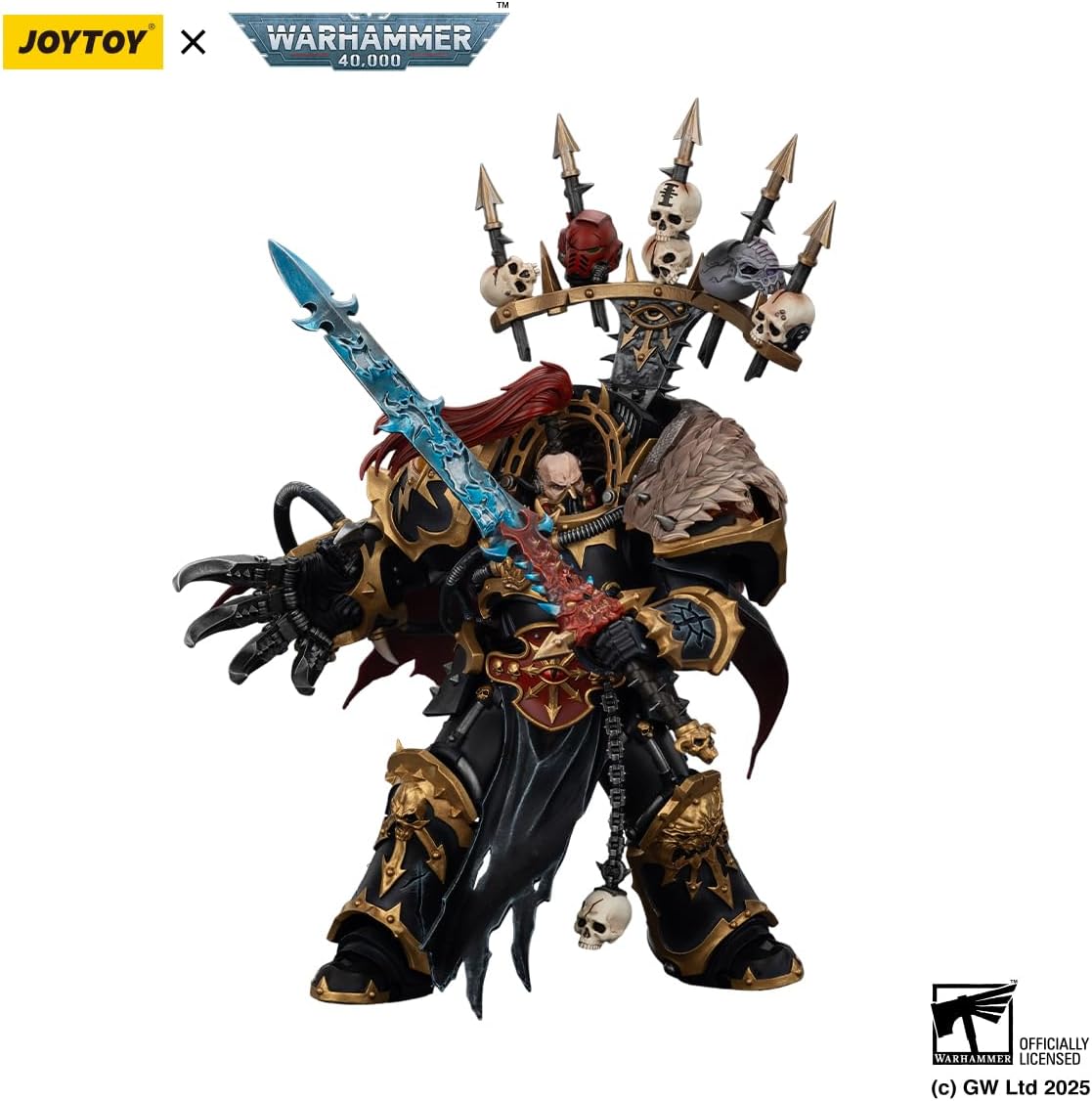 JOYTOY Warhammer 40K Black Legion Abaddon The Despoiler with Drach'nyen and The Talon of Horus 1:18 Action Figure Mecha Joy Toy Collection Model Gift, Height 6.37 inch