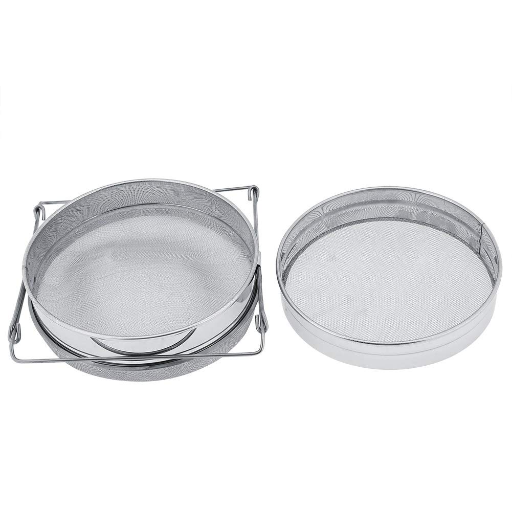 MAGT Filtre à Miel, Passoire Filtre à Miel en Acier Inoxydable Double Tamis Apiculture Miel Extracteur Filtre Fine Maille Passoire avec Armature