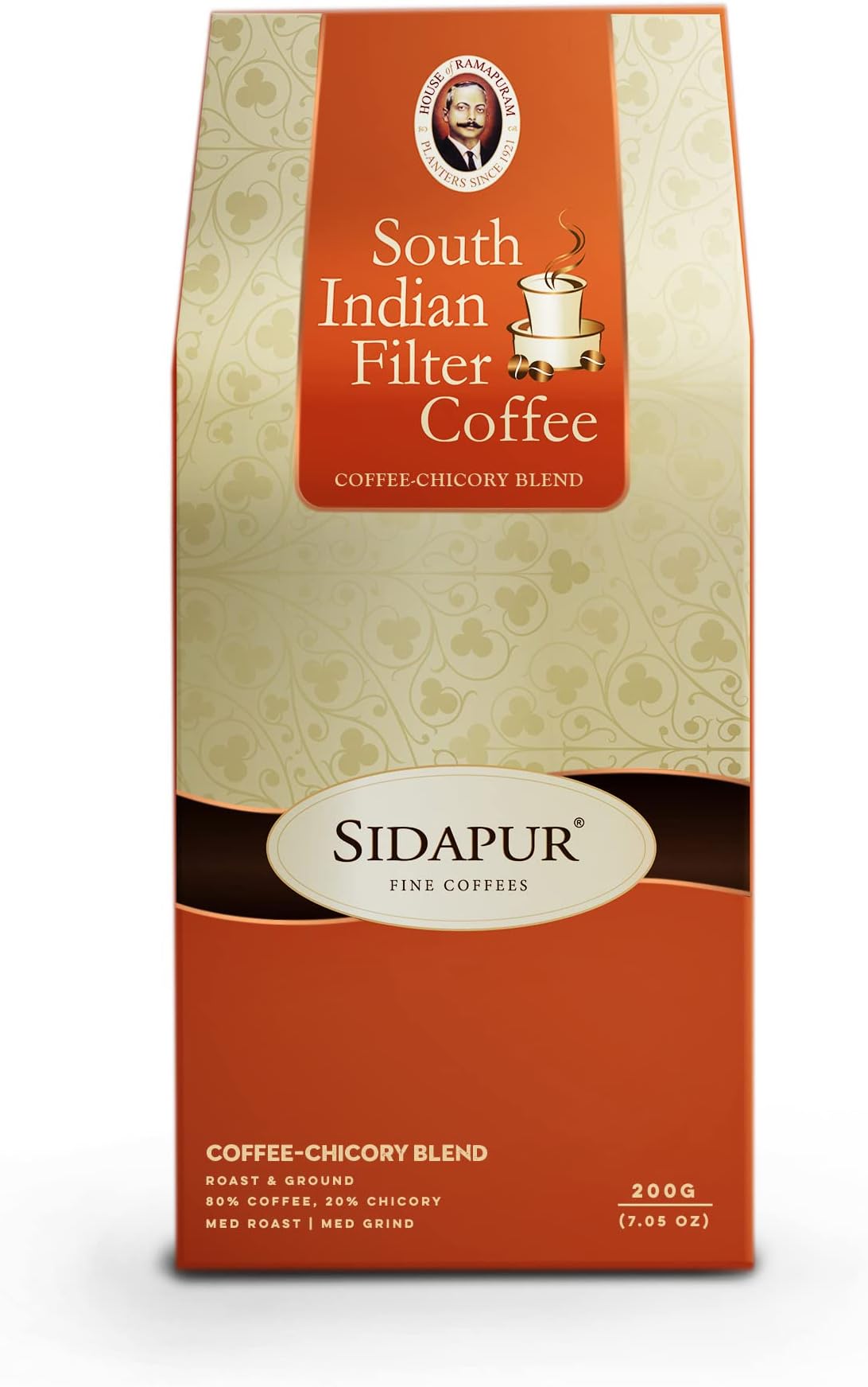 Sidapur - South Indian Filter Coffee - Roasted and Ground - Coffee 80% : Chicory 20% - 7.05Oz