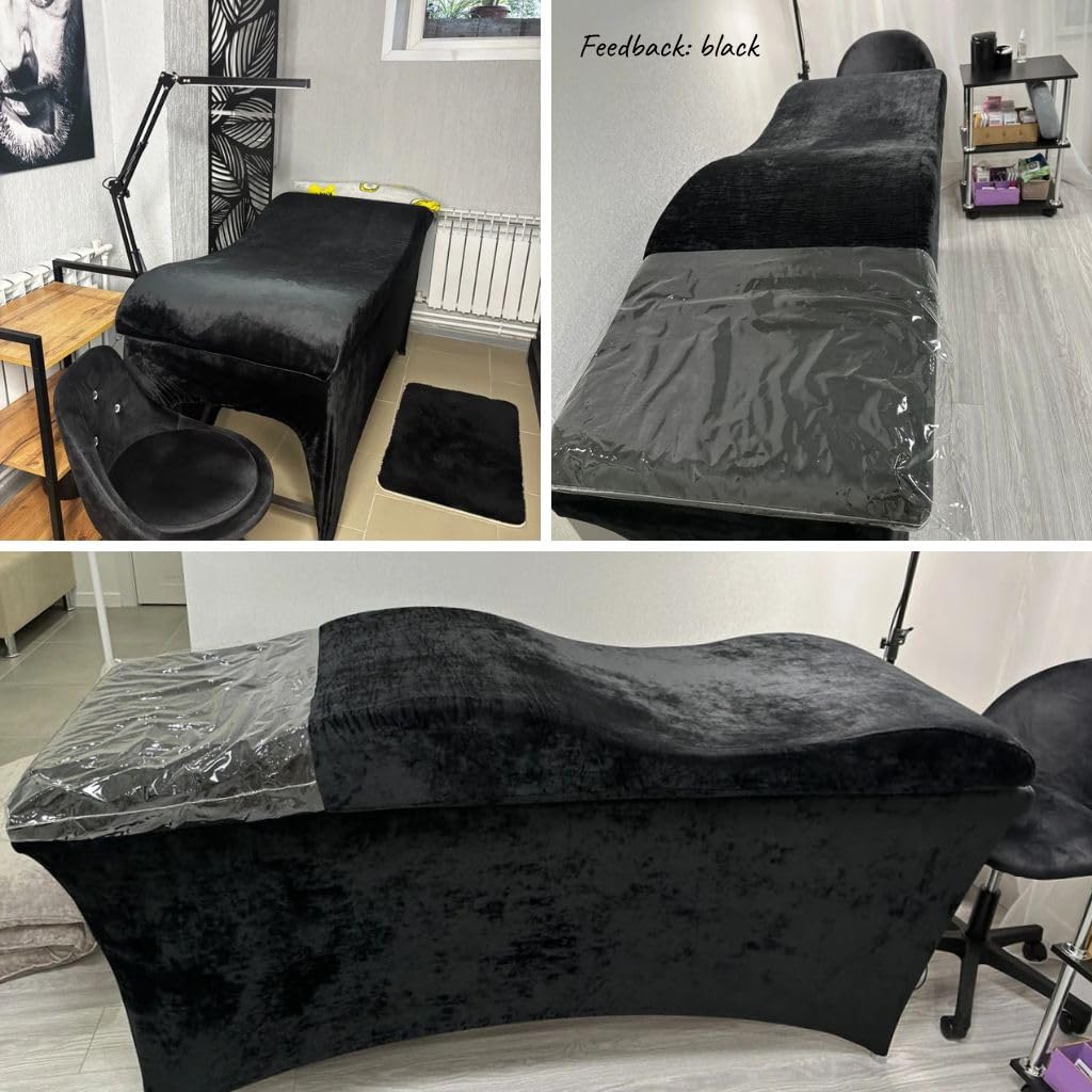 Materac-wave z memory foam do leżanka kosmetyczna/stoły do masażu, 190x70 cm, idealnie do salonu przedłużania rzęs, PMU, czarny