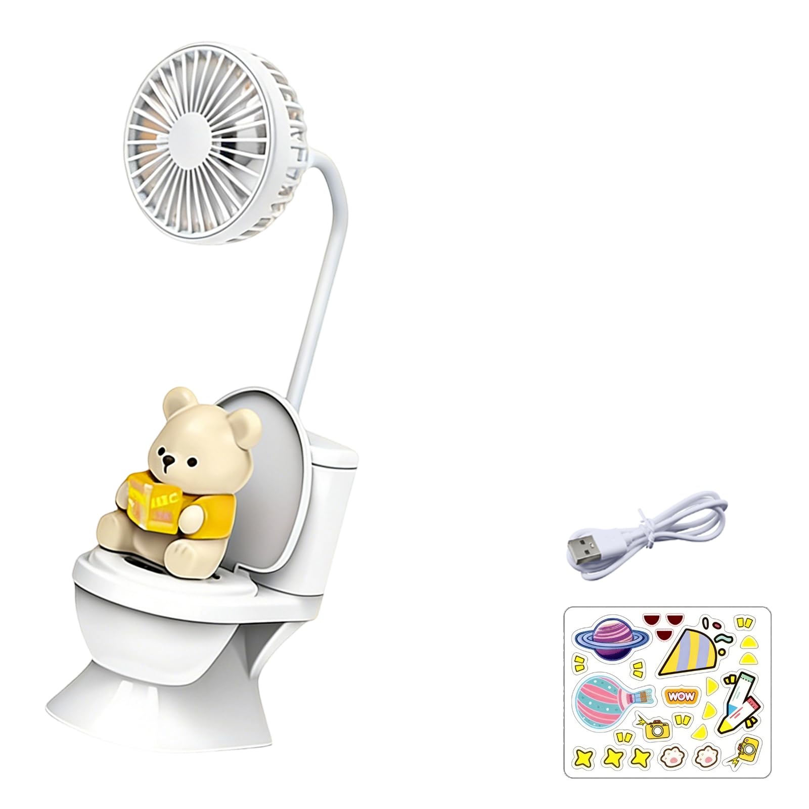 CAZSTYK Toilet Shaped USB Desk Fan with Quiet Operate USB Rechargeable Cooling Fan for Offices and Home Use Quiet Offices Desktop