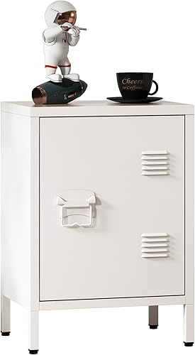 Miniatura 1 de MIOCASA Mesa auxiliar de metal, mesita de noche, sofá, mesita de noche, armario de almacenamiento con estante de almacenamiento, fácil montaje para