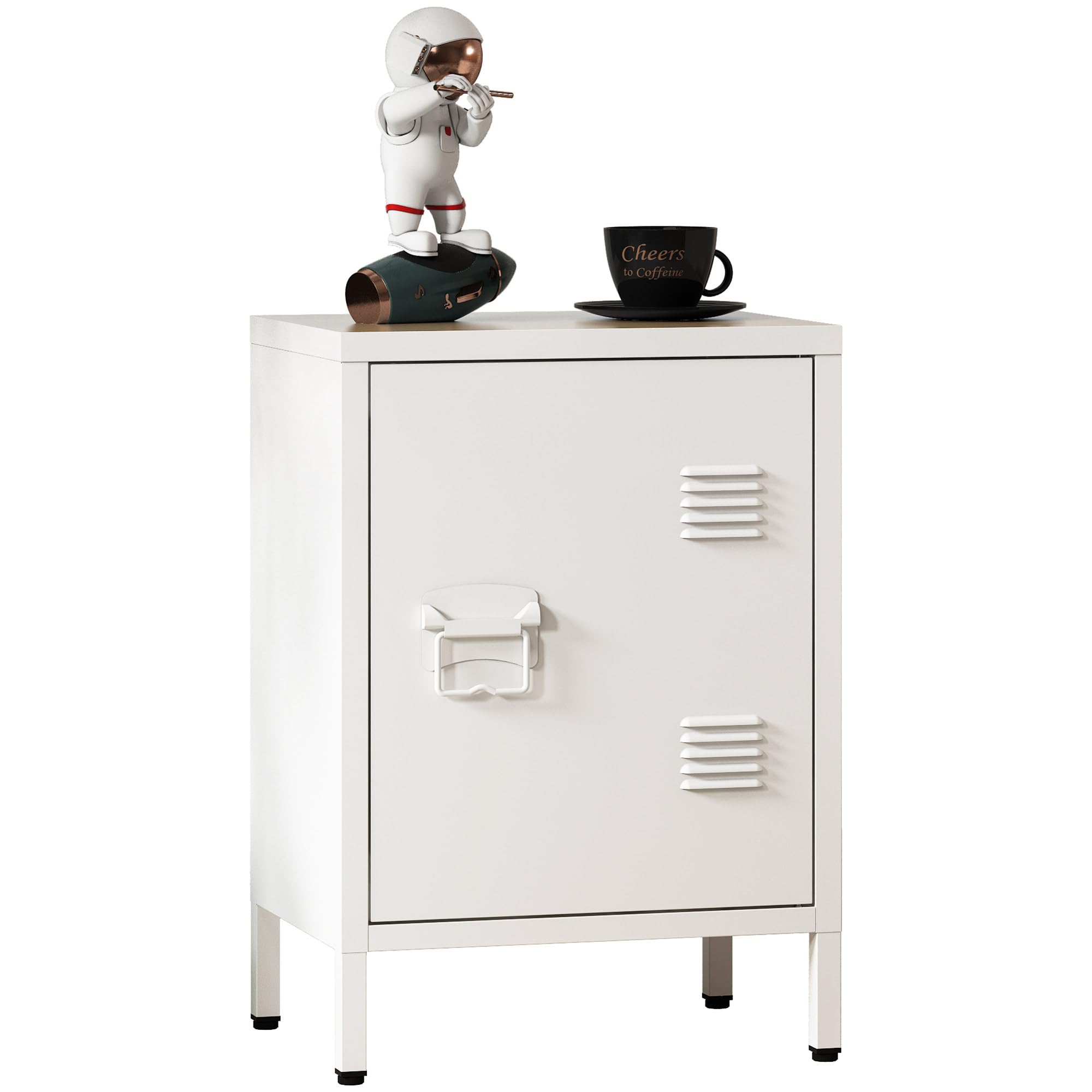 MIOCASA End Table Side Table Metal Nightstand Sofa Bedside Storage Cabinet with Storage Shelf Easy Assembly for Living Room, Bedroom