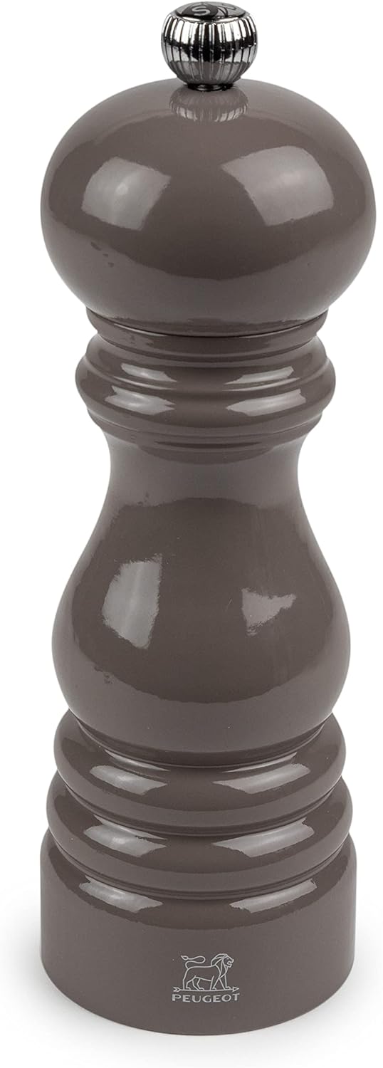 Manual Wooden Salt Mill in Taupe Grey Gloss, 18cm - 7in.