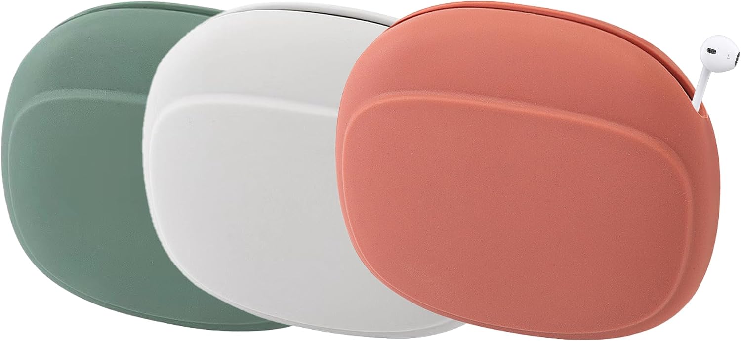 3 Pcs Silicone Headphone Organizer,Data Cable Storage Case,Portable Wired Headphone Organizer for Cell Phone Accessories (Red-Gray-Green)