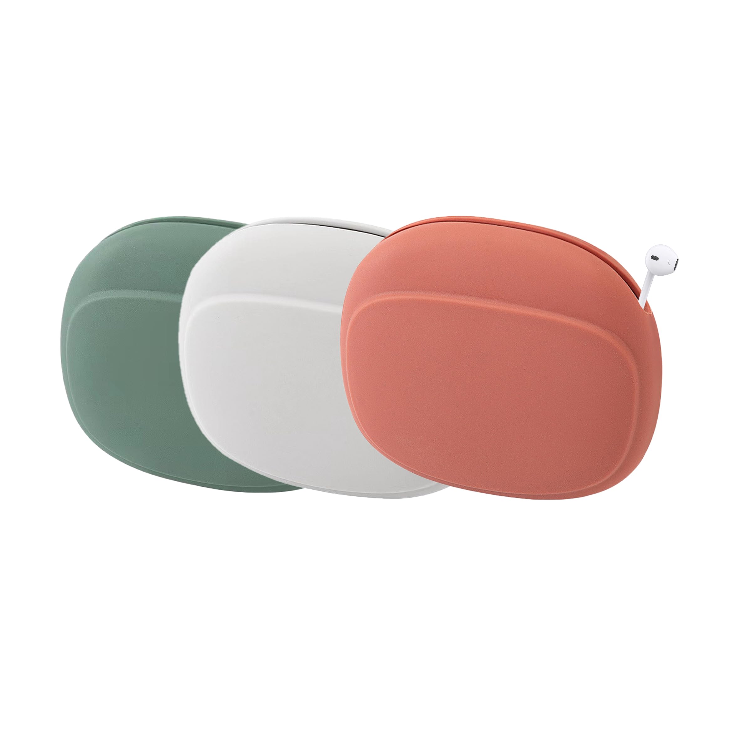 3 Pcs Silicone Headphone Organizer,Data Cable Storage Case,Portable Wired Headphone Organizer for Cell Phone Accessories (Red-Gray-Green)