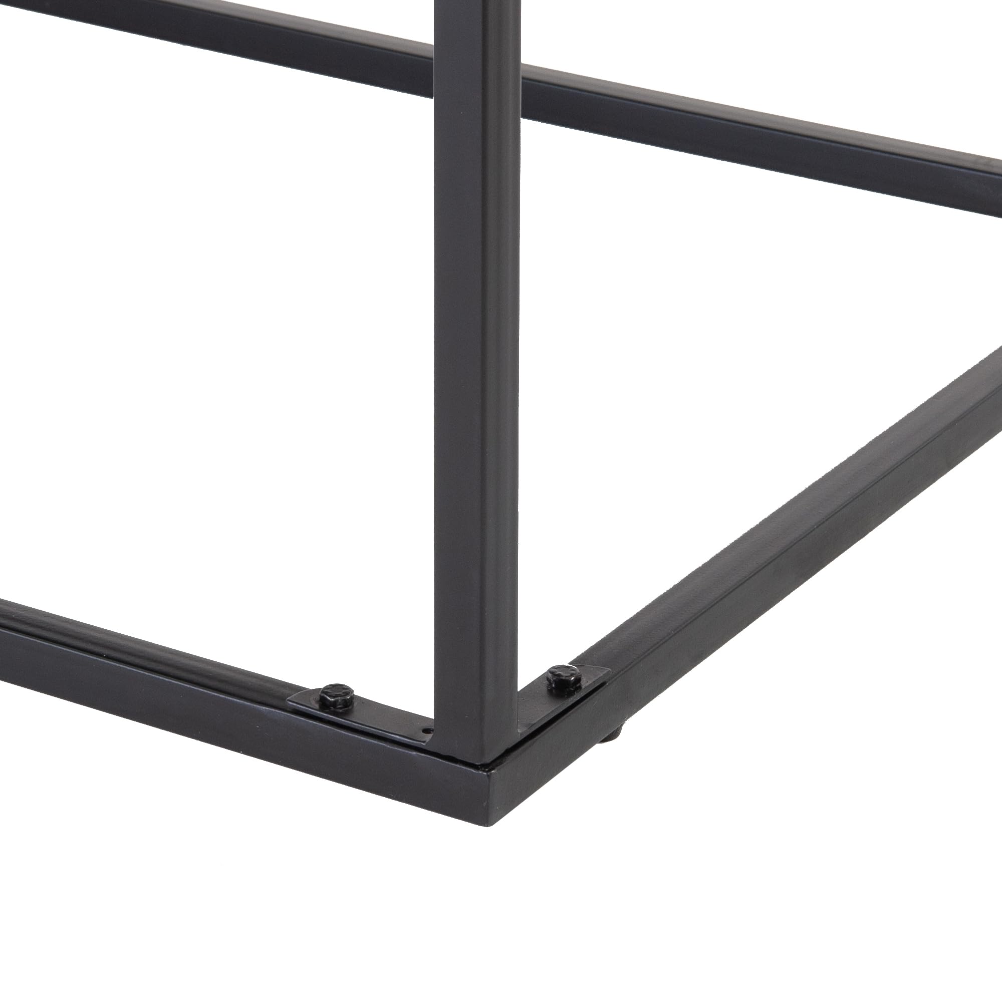 Tavolino Basso da Caffè 60 x 60 cm Quadrato Grigio Legno Massello di Mango Naturale Tavolo da Divano per Soggiorno Struttura in Metallo Nero da Salotto Fatto a Mano