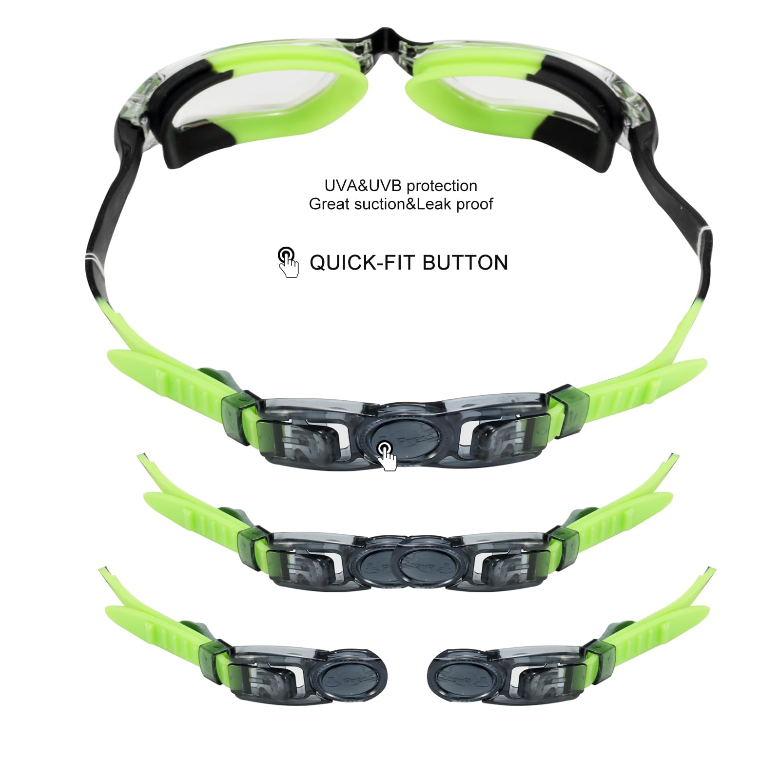 Lot de 2 lunettes de natation pour enfants, verres monobloc et lunettes de natation de style compact pour enfants et jeunes adolescents âgés de 3 à 15 ans