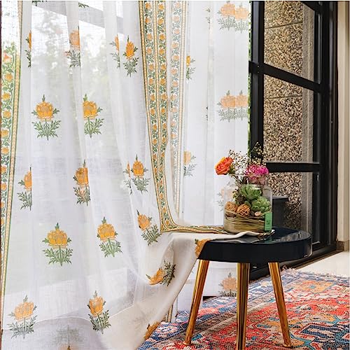 Best Curtain Sets: Festive Blackout vs Sheer 43 Urban Space Printed Sheer Curtains for Door 7 feet, 35-40% Light ...