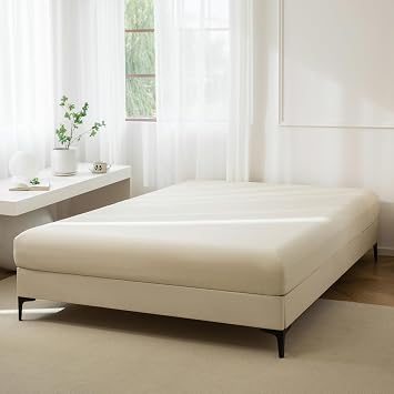 JIYUAN Full Fitted Sheet 1Pc, 100% Washed Cotton, Deep Pocket 17"