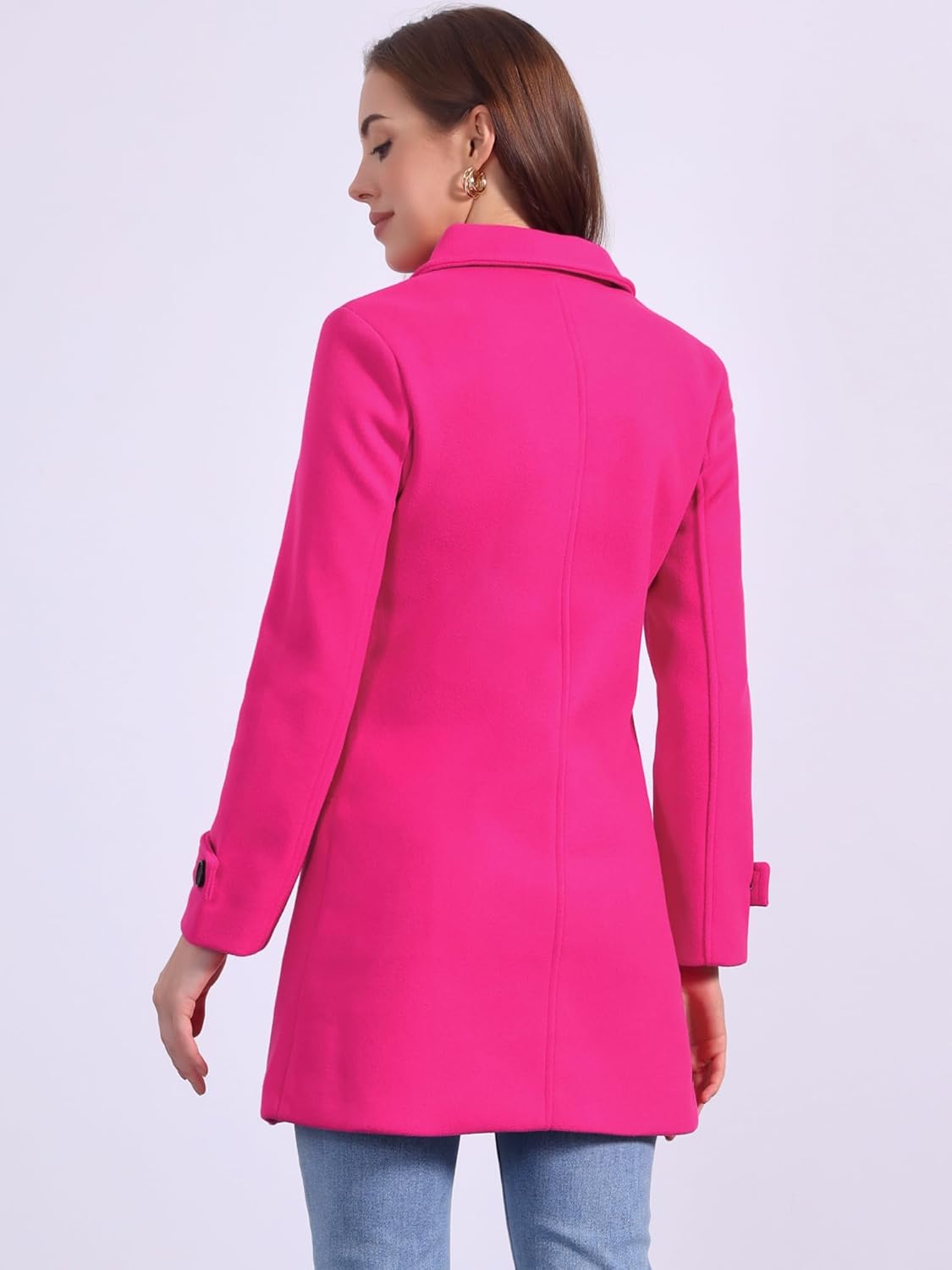 Allegra K Women's Winter Outerwear Overcoat Peter Pan Collar Mid-thigh A-line Single Breasted Pea Coat - Image 4