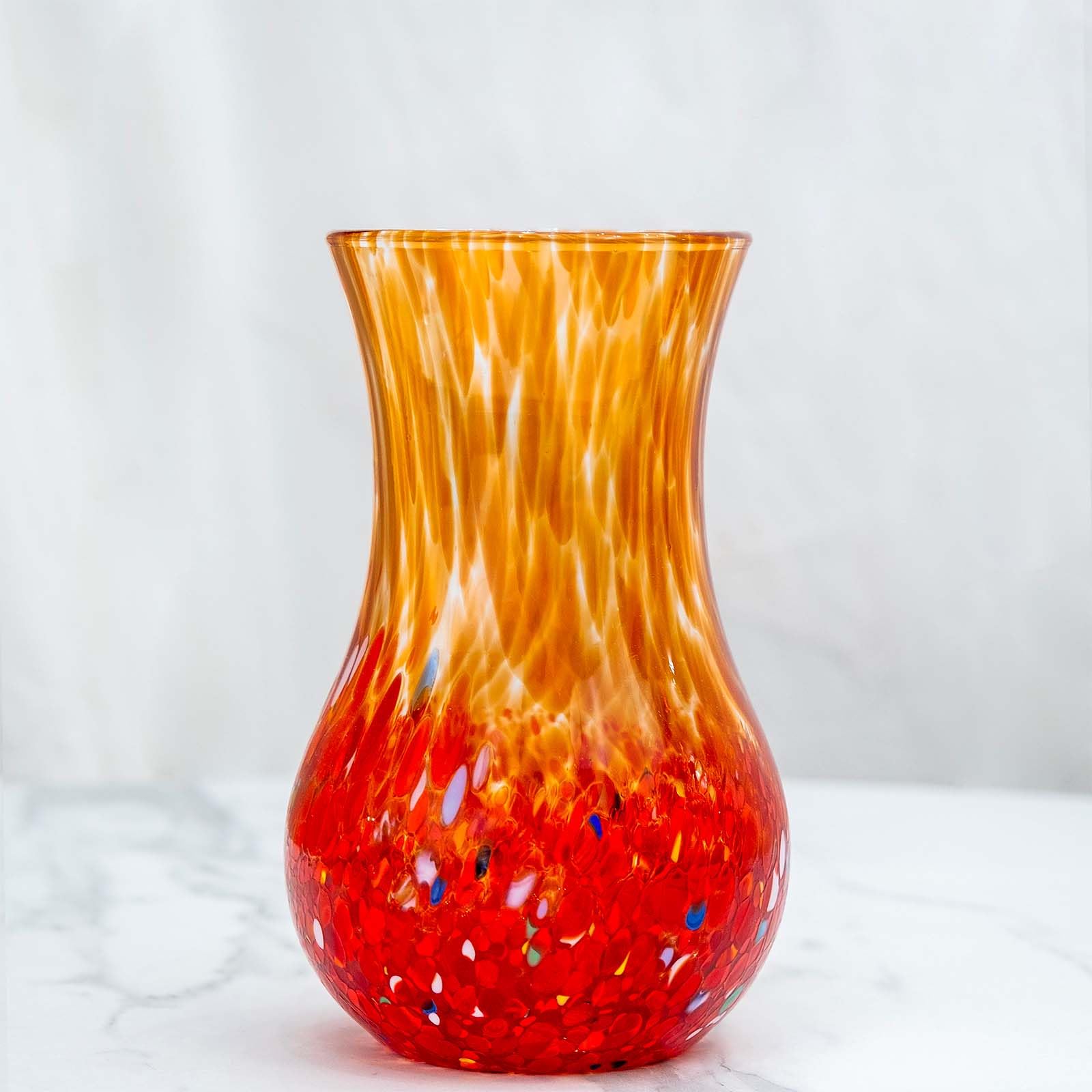 MurArt Vaso in Vetro di Murano. Collezione Elegance.Alta 20 cm.Lavorato a Mano Made in Italy.(ROSSO)