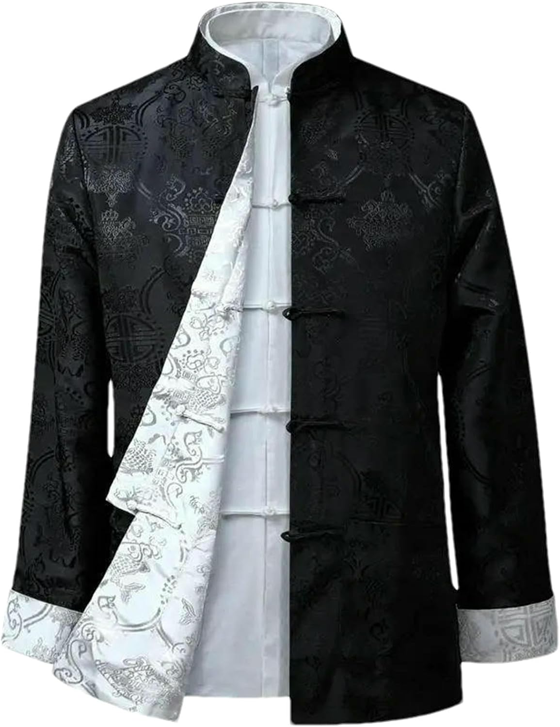 Chinese Style Men Dragon Shirt Kung Fu Coats Traditional New Year Tang Suit Mens Blouse Hanfu Double-Sided Jackets