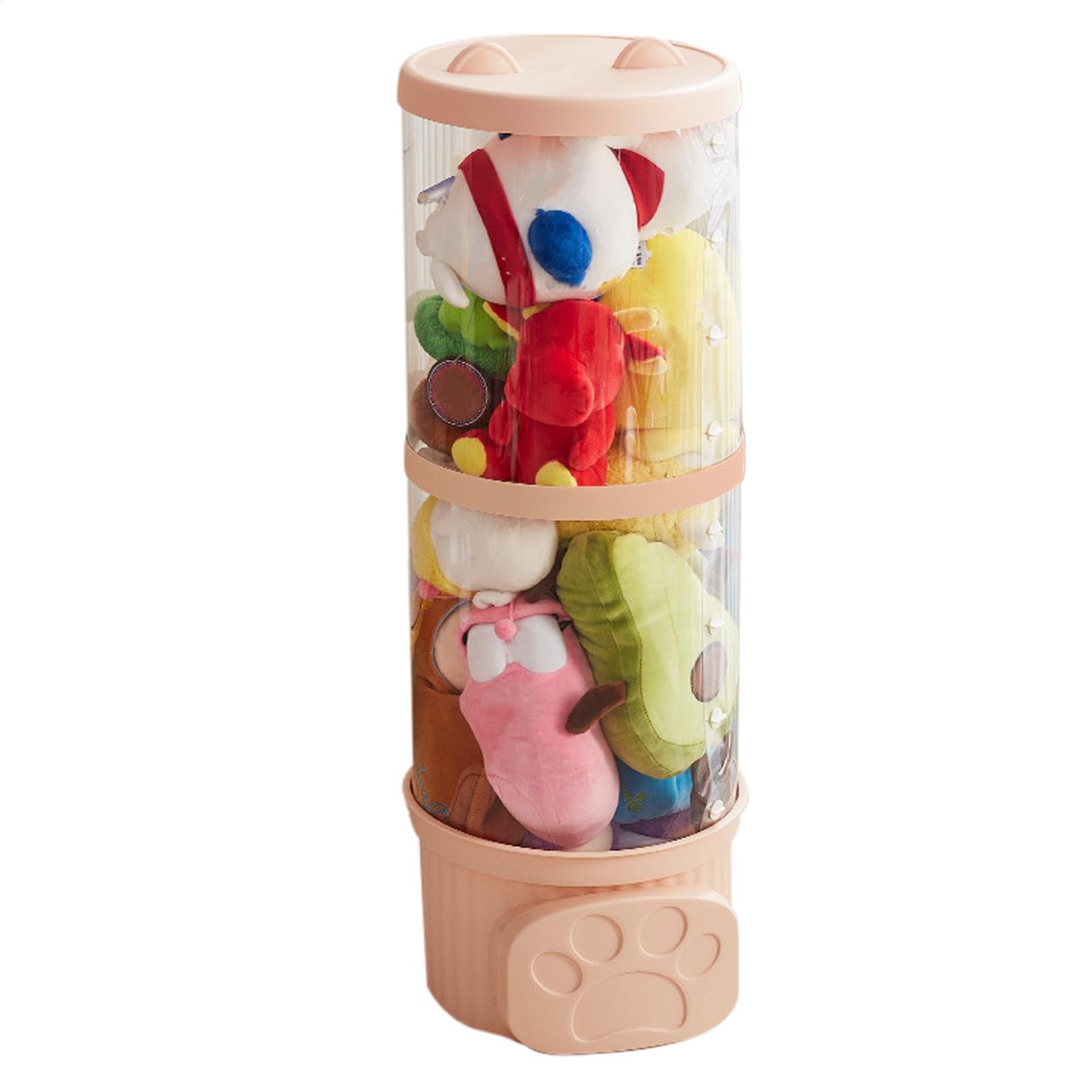 Tube de rangement pour jouets en peluche transparent et empilable pour chambre