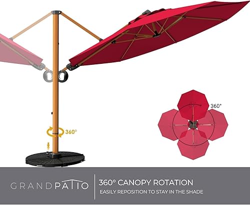 Miniatura 4 de Grand patio Sombrilla de patio de 10 pies, sombrilla voladiza de aluminio con toldo redondo, sombrilla compensada al aire libre para patio, jardín,
