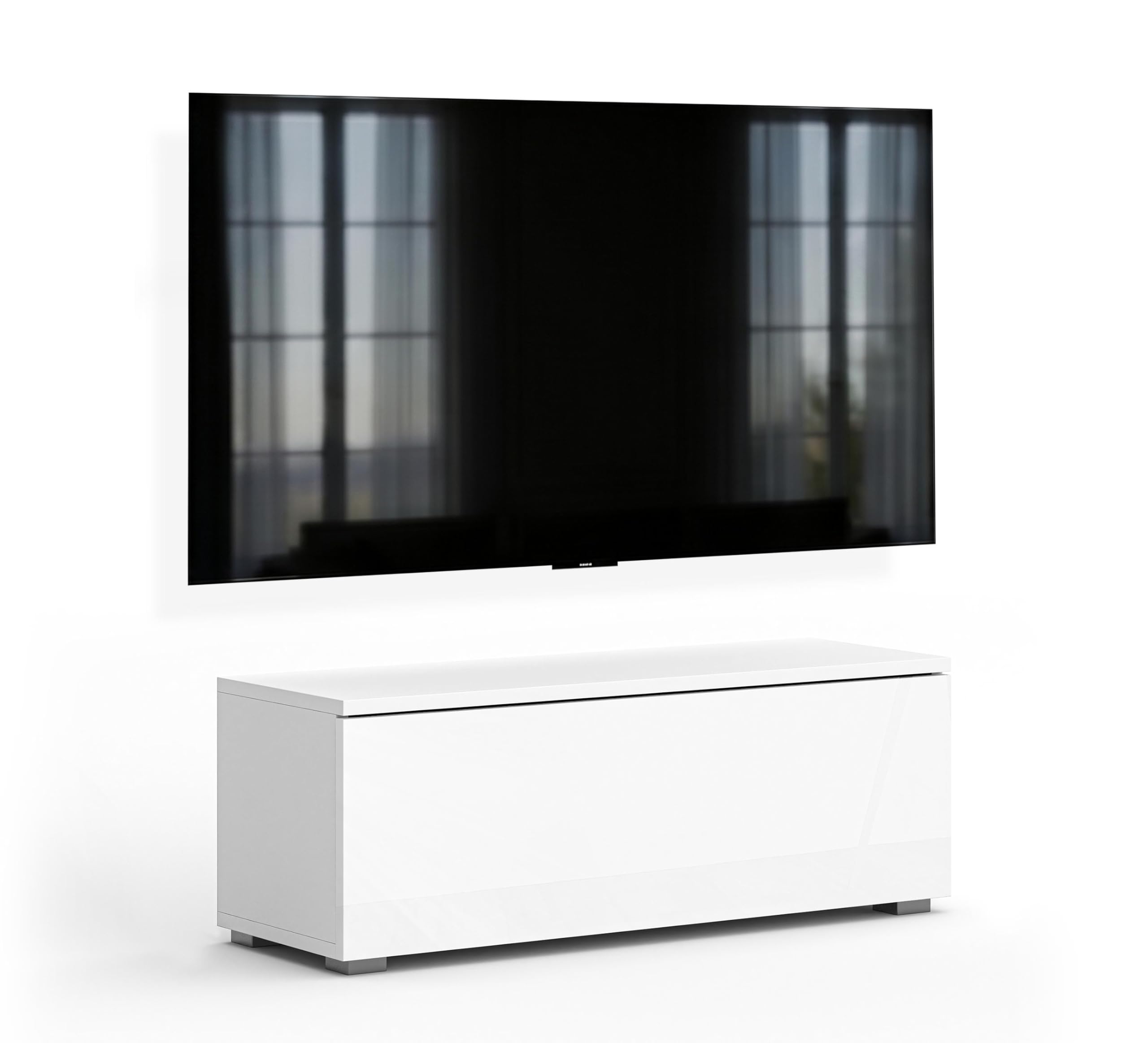 Lowboard TV Kommode 100 cm Barvo Weiß Matt/Hochglanz Stehend