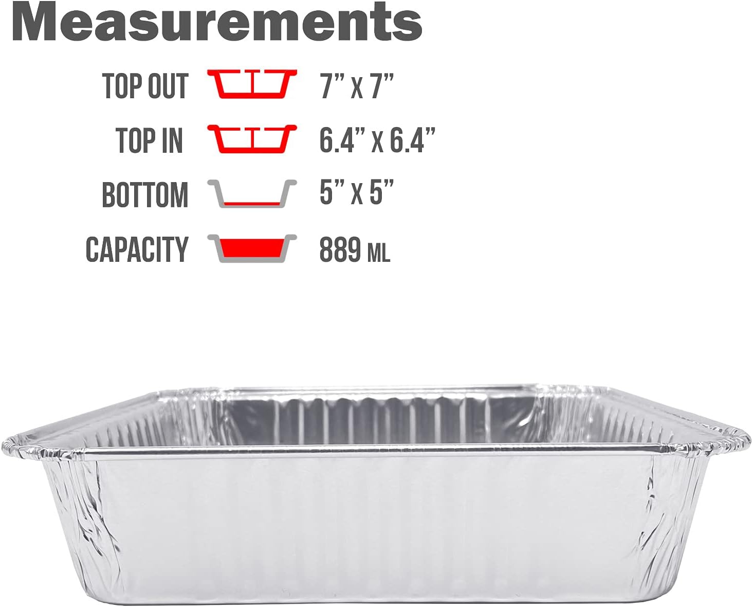 Fig & Leaf (480 Pack) 7” x 7” Square Baking Cake Pans| Disposable Aluminum Foil Tins l Portable Food Containers l Perfect for Roasting Toaster Oven Broiling Cooking