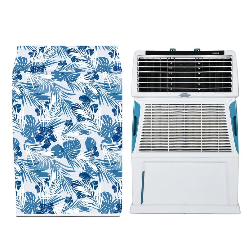 Image of Printed Cooler Cover Compatible for Symphony Touch 80L Desert Air Cooler, Waterproof Cover, Size (LXBXH) 81 X 46 X 109 Cm, White Blue.