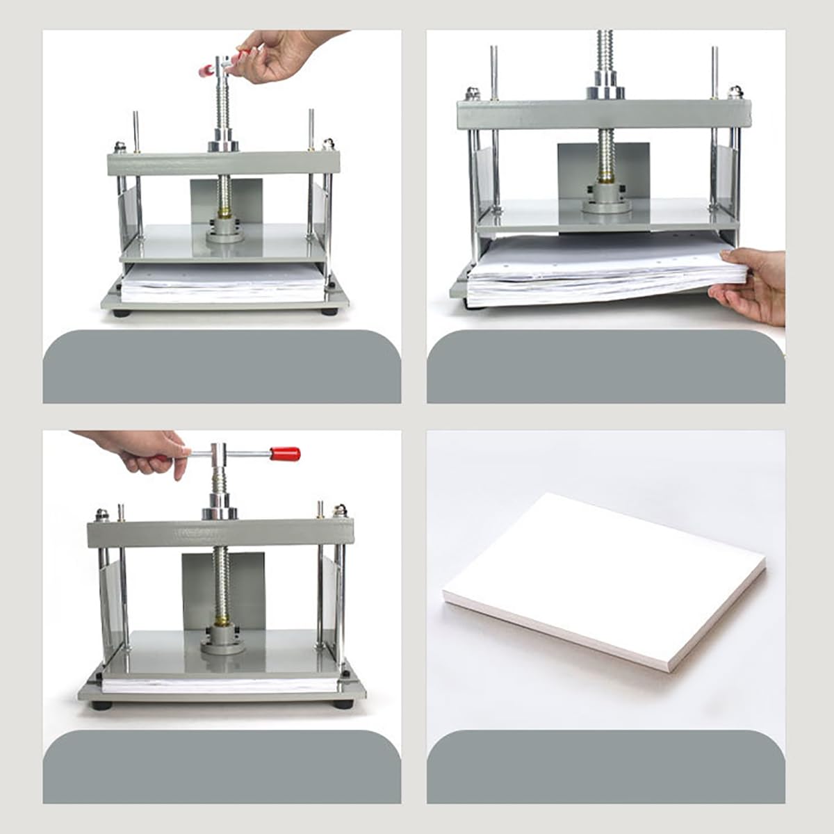 Pressa per libri A4 manuale con telaio in acciaio per rilegatura e creazione di carta, spessore 13 cm, per uso domestico e ufficio
