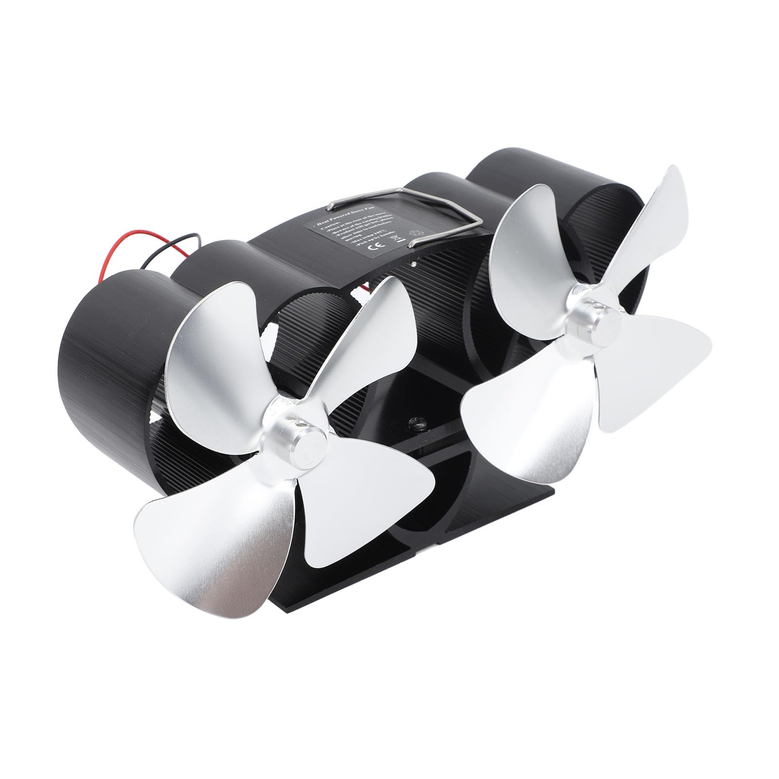 Marhynchus Ventilador de Estufa de Madera, 4 Palas de Chimenea de Cabeza Dual para Reemplazo, Aluminio de Aleación de Aluminio Alimentado por Calor, Equipado con Circulación de Calor de la