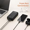 Amazon Basics 100W Fast Charging Power Bank for Type C Laptop & Mobile Charging, USB-A Output 27000mAh Battery, Fast Charging, Triple Output, Power Delivery & Quick Charge, Black gallery image