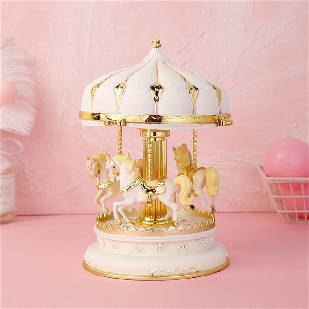 DKIUGL Elegant Colorful Glitter Carousel Music Box Child Girl New Year Birthday Gift
