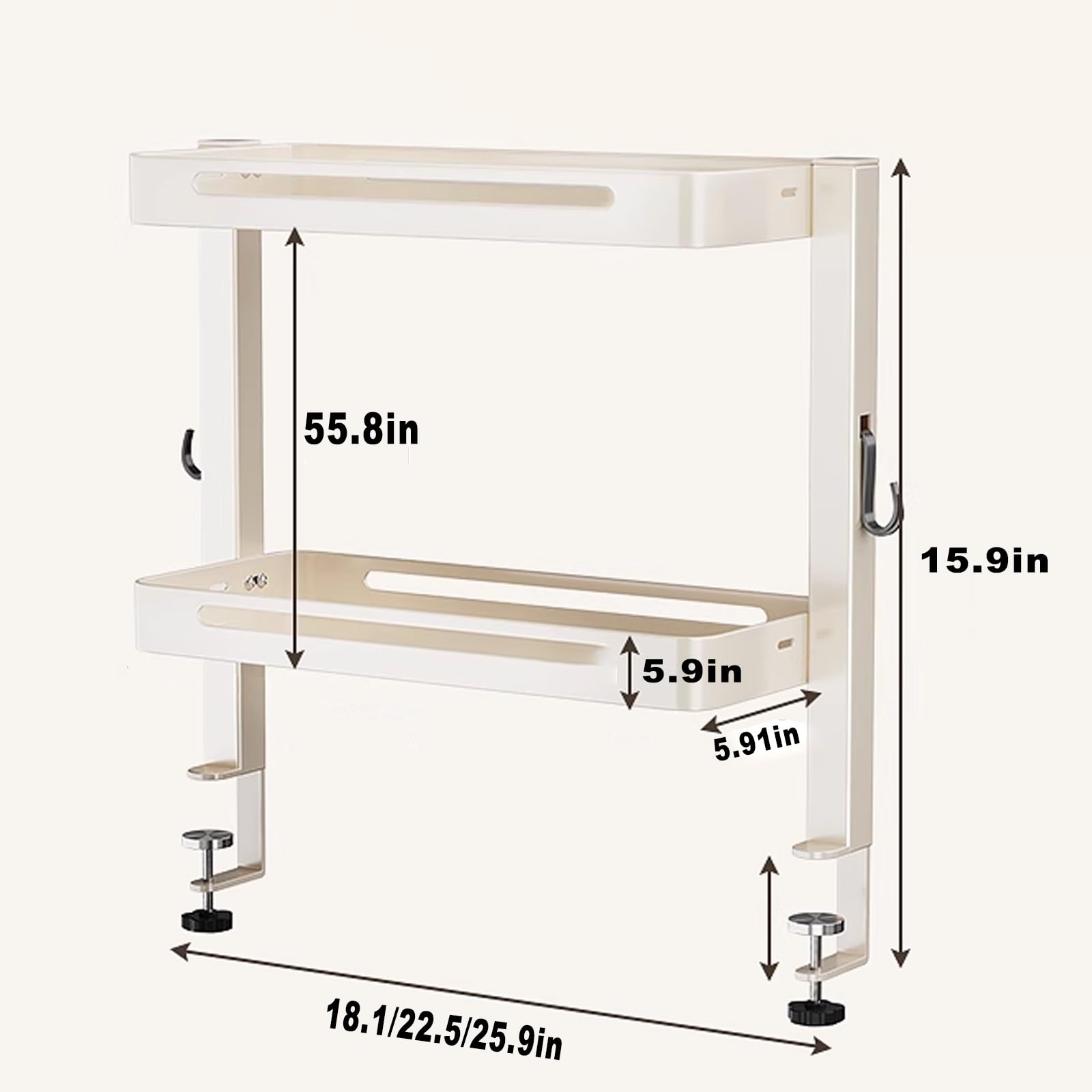 Scaffale da scrivania, a doppio strato, salvaspazio, per scrivania, in robusto acciaio al carbonio, per casa e ufficio, 66 x 15 x 40,5 cm