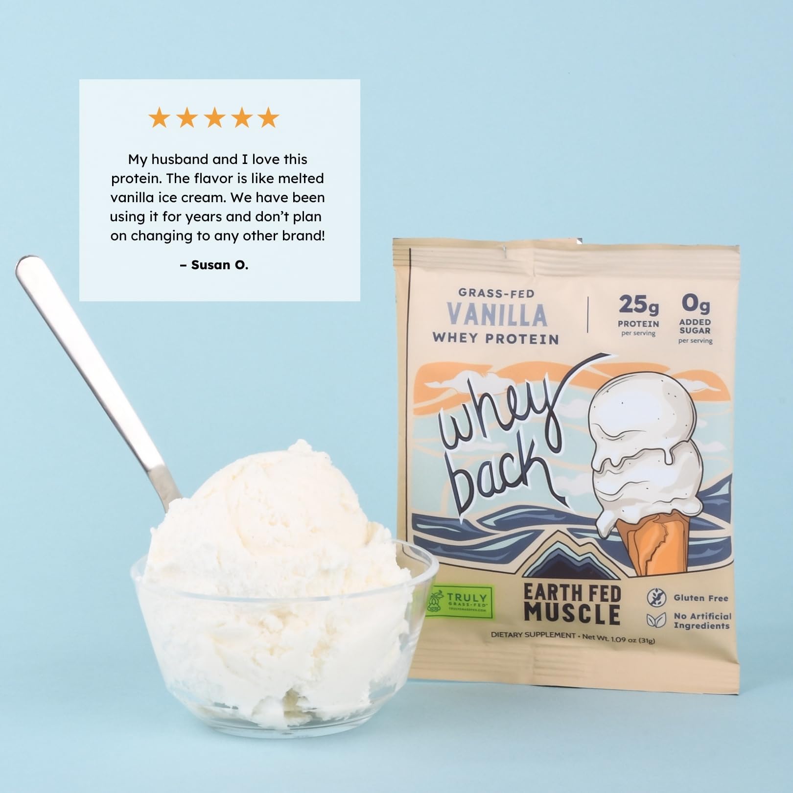 Earth Fed Muscle Whey Back Vanilla Whey Protein Isolate, Single Serve — Amazon image 5