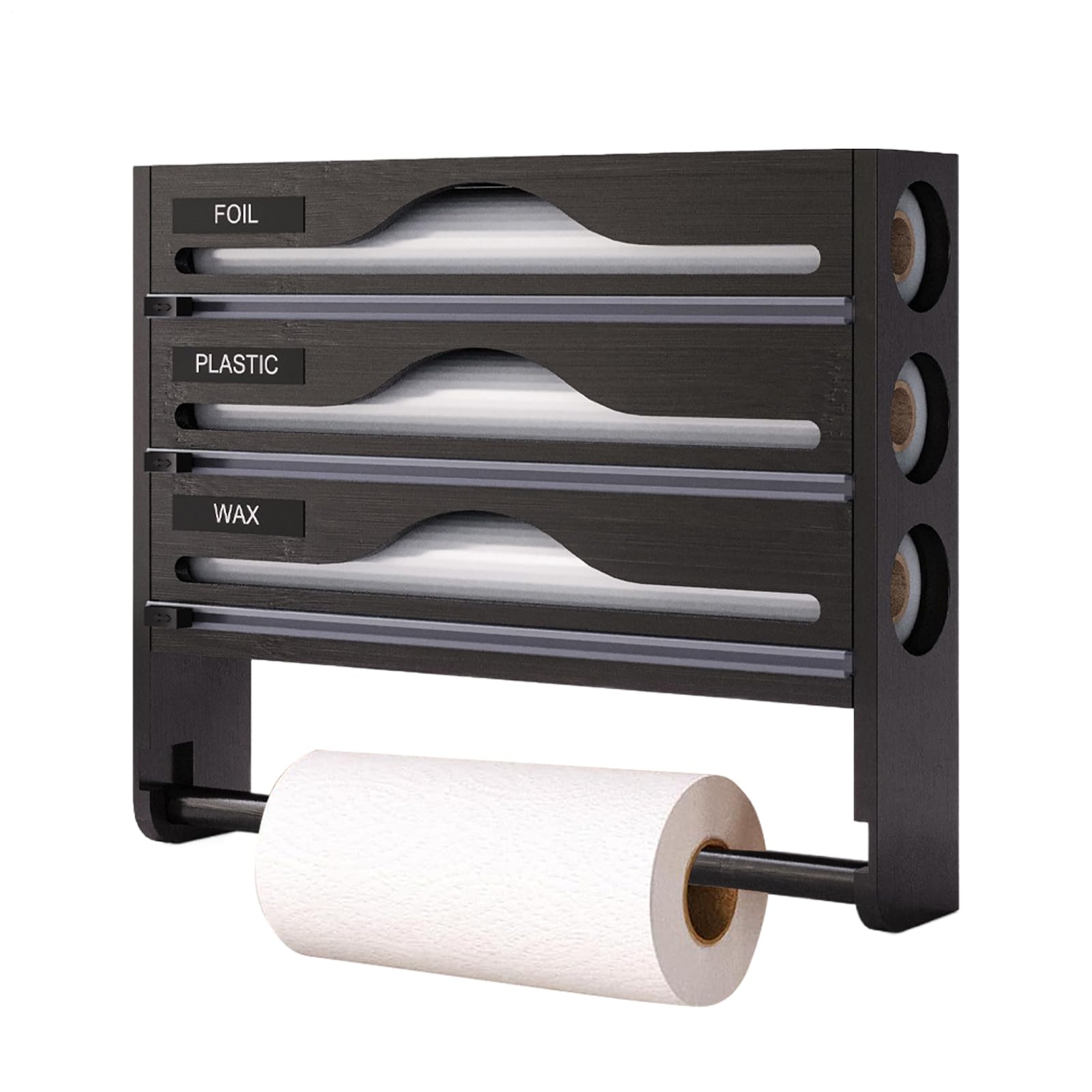 Organizador para Film con Cortador Contenedor | Dispensador Con Cortador Para Aluminio Y Etiquetas Para Hogar Cocina Despensa Frigorífico Armario Pared