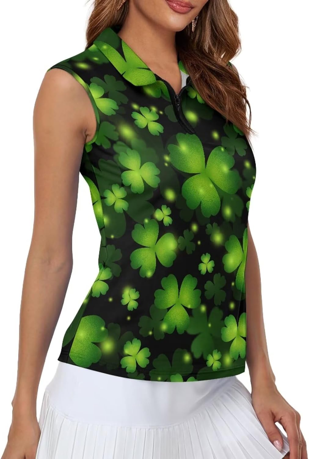 GULANGYU Golf Polo Sleeveless Womens Golf Shirt 1/4 Zip Collared Tennis Tank Top Tees Workout Outfits for Ladies