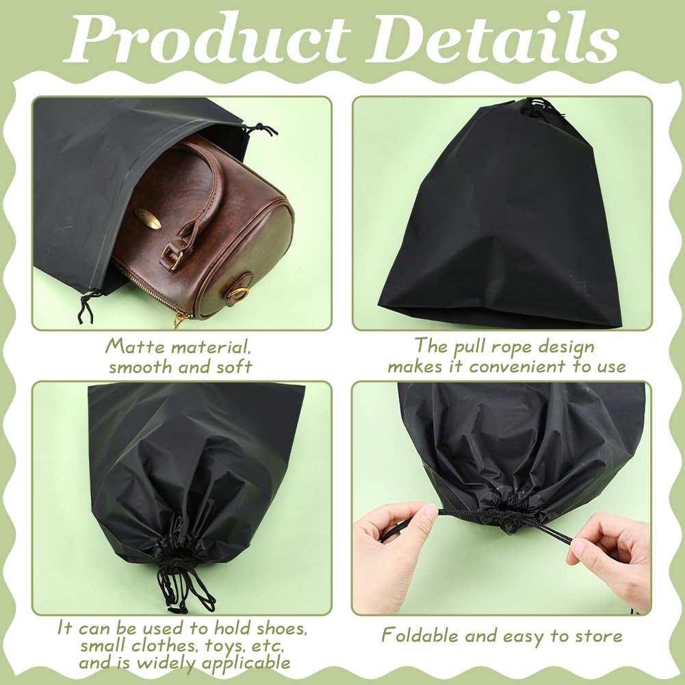 24 Stück Schuhbeutel, 40x30cm Schwarz Wasserabweisend Schuhtasche Großpackung Staubabweisende Schuhtaschen Mit Zugband Wiederverwendbares Für Schuhe Kleidung Spielsachen