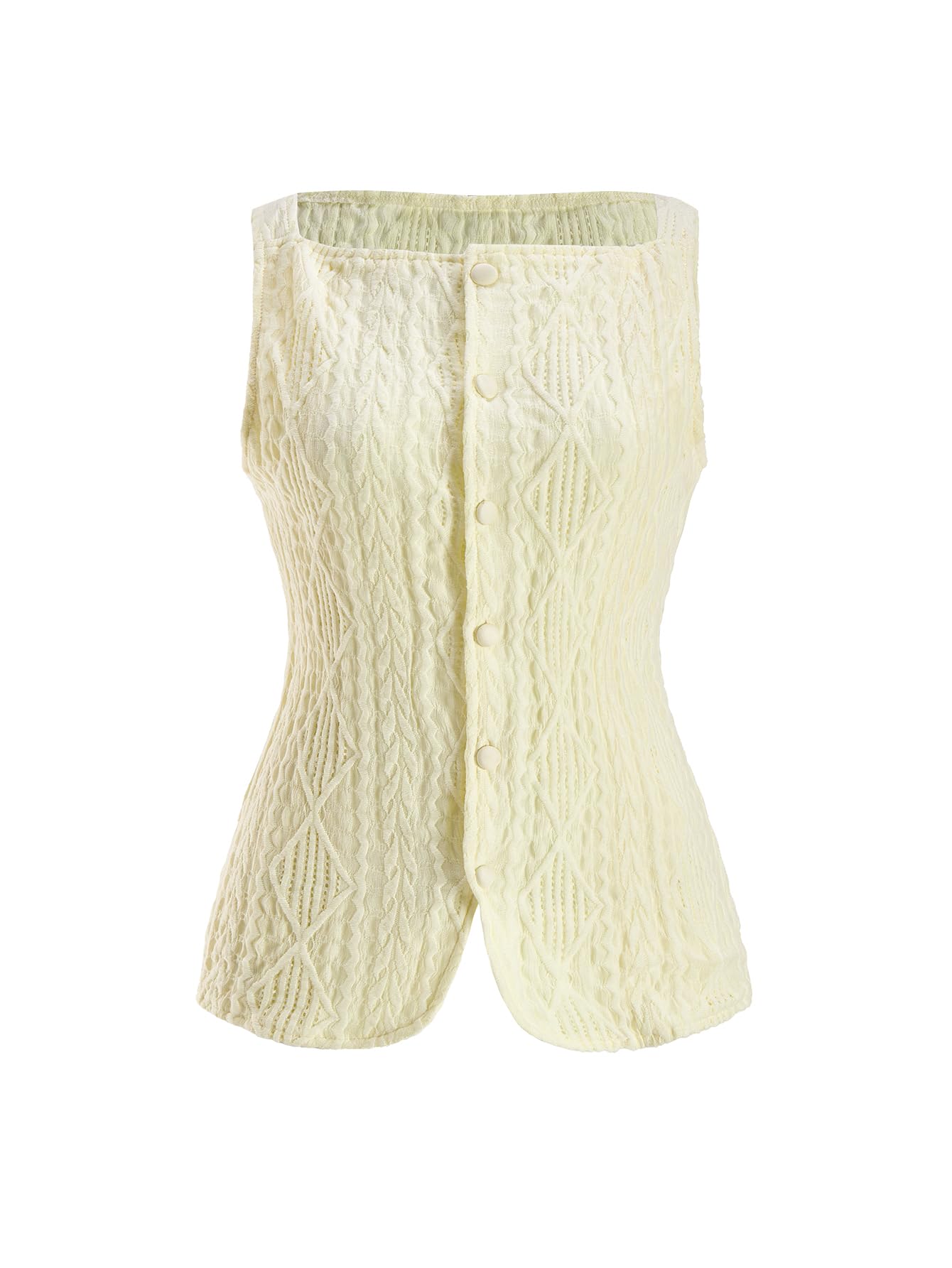 Womens Summer Button Up Vest Dressy Casual Square Neck Sleeveless Shirt Tops