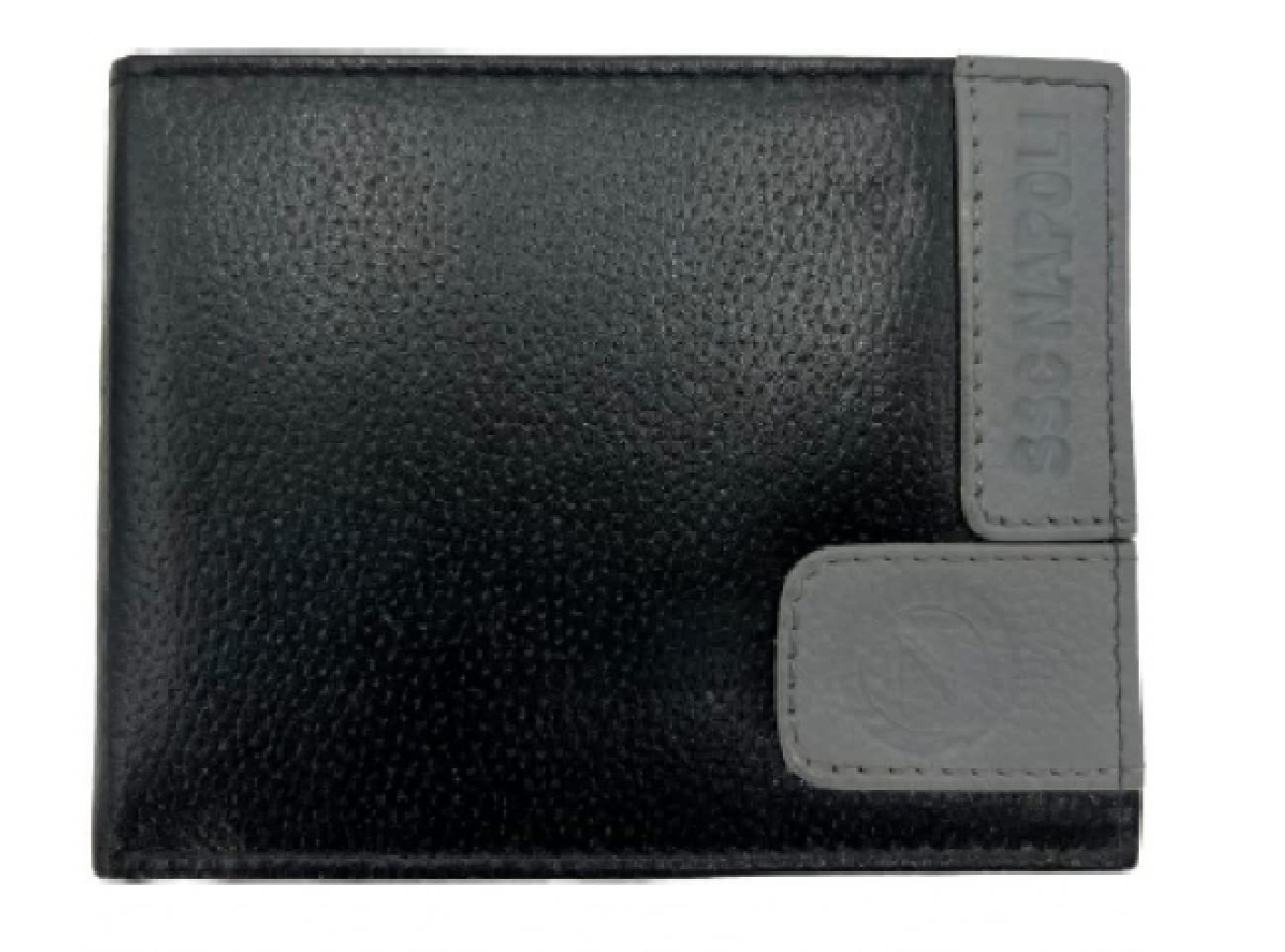 portefeuille en cuir noir enzo castellano ssc napoli, bleu, Classique