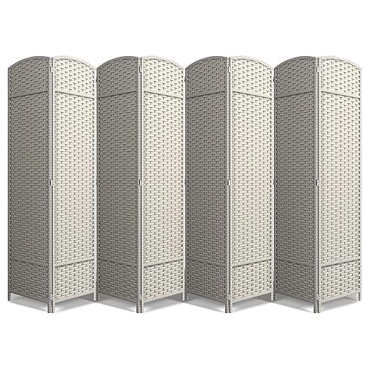 Sorbus Room Divider Folding Privacy Screen, 8 Panel 6 ft. Tall Extra Wide Partition Foldable Panel Wall Divider, Double Hinged Room Dividers and Folding Privacy Screens (Beige)