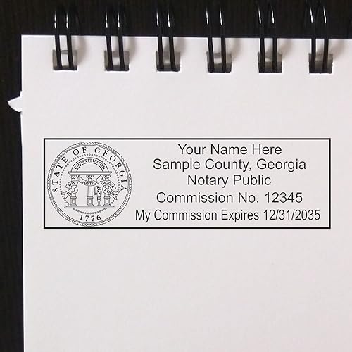 Miniatura 1 de Sello de notario Georgia Self Inking Georgia, sello de notario Georgia, impresión rectangular, tamaño 78 x 2-14 pulgadas, hasta 5.000 impresiones y