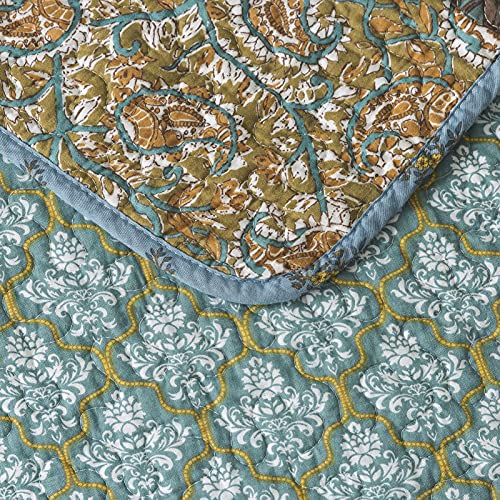 Newlake Cotton Quilted Throw Blanket For Bed Couch Sofa, Reversible Matelasse Blanket With Real Stitched Embroidery,Green Farmhouse Garden,60X78 Inch #TOP6