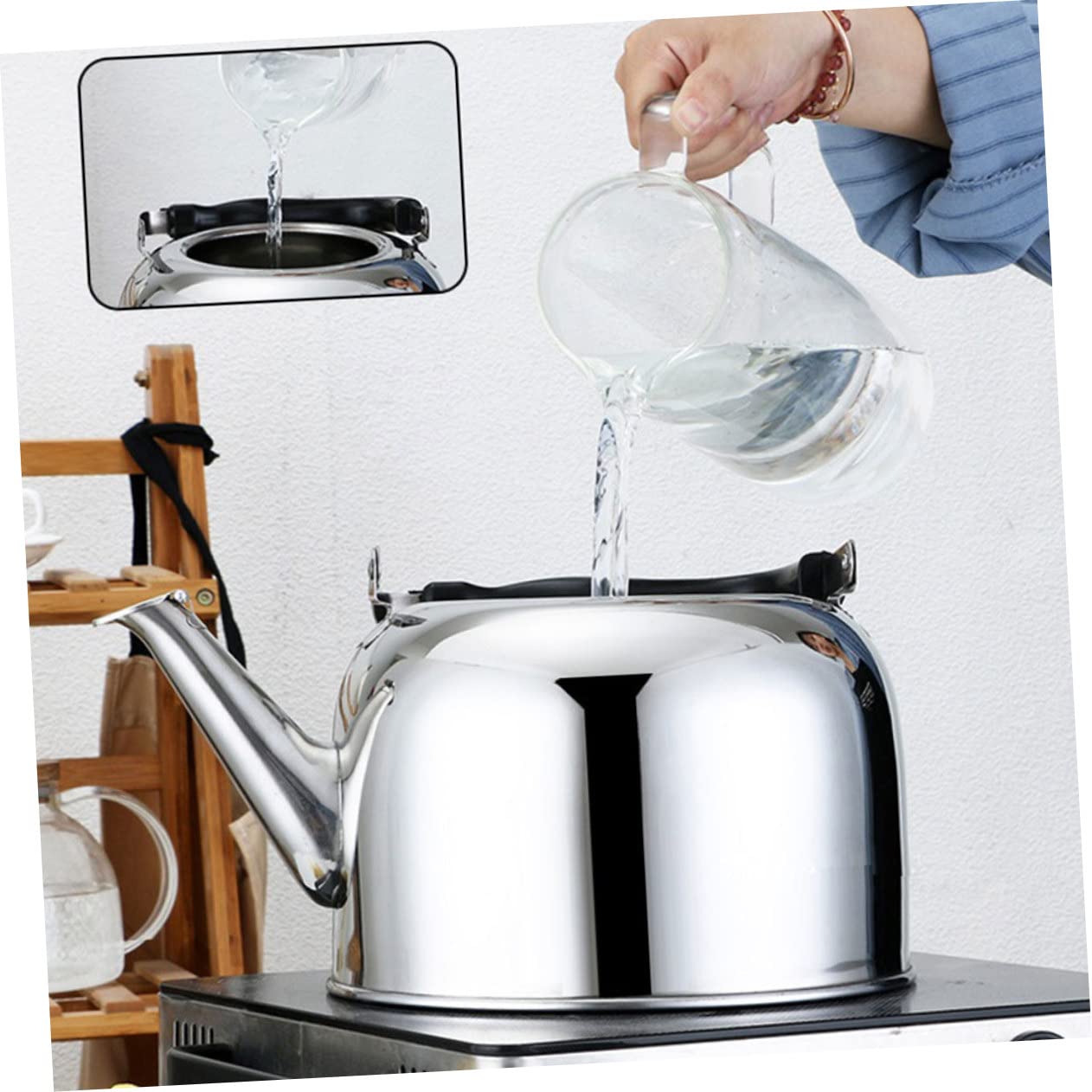 Edelstahl Teekessel Großer Wasserkessel mit Automatischem Pfeifton Dicker Kessel für Gasherde Sicherer Langlebiger Wasserkocher für Zuhause und Tee liebhaber