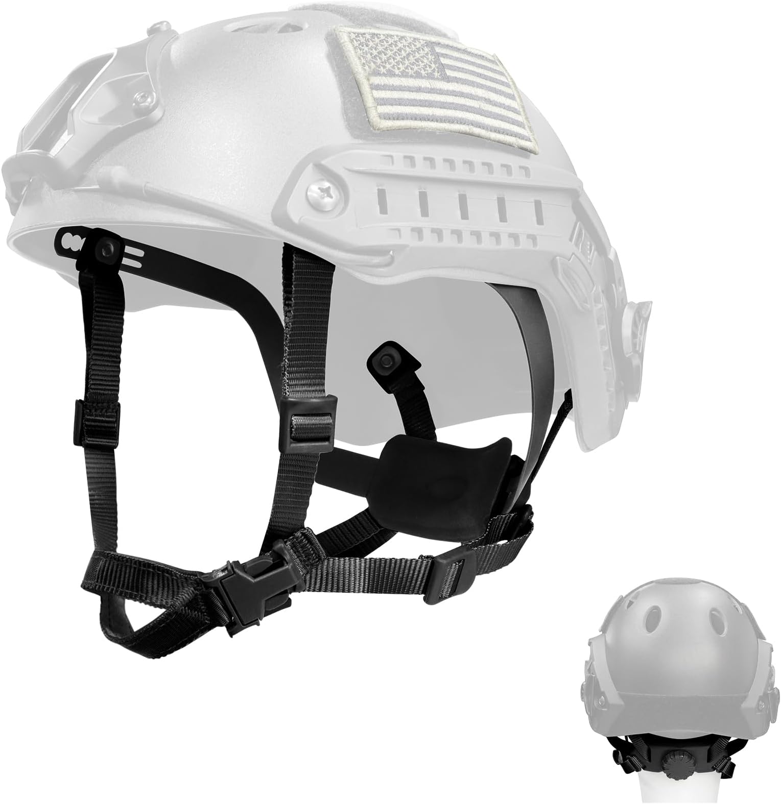 Tactical Helmet Chin Strap Adjustable Dial 4 Points Suspension System with Bolts and Screws for Tactical Fast MICH Bump Helmet Accessory