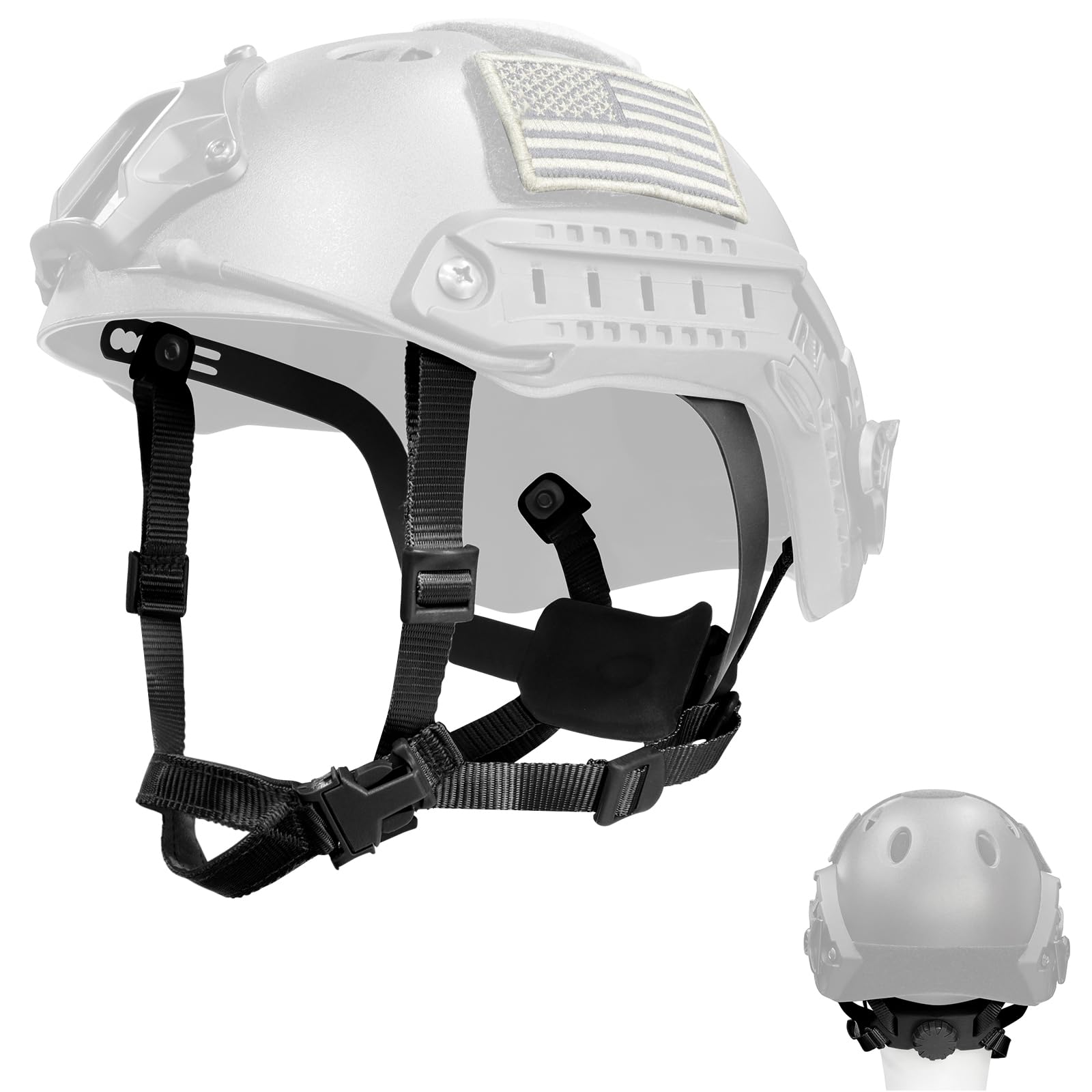 Tactical Helmet Chin Strap Adjustable Dial 4 Points Suspension System with Bolts and Screws for Tactical Fast MICH Bump Helmet Accessory