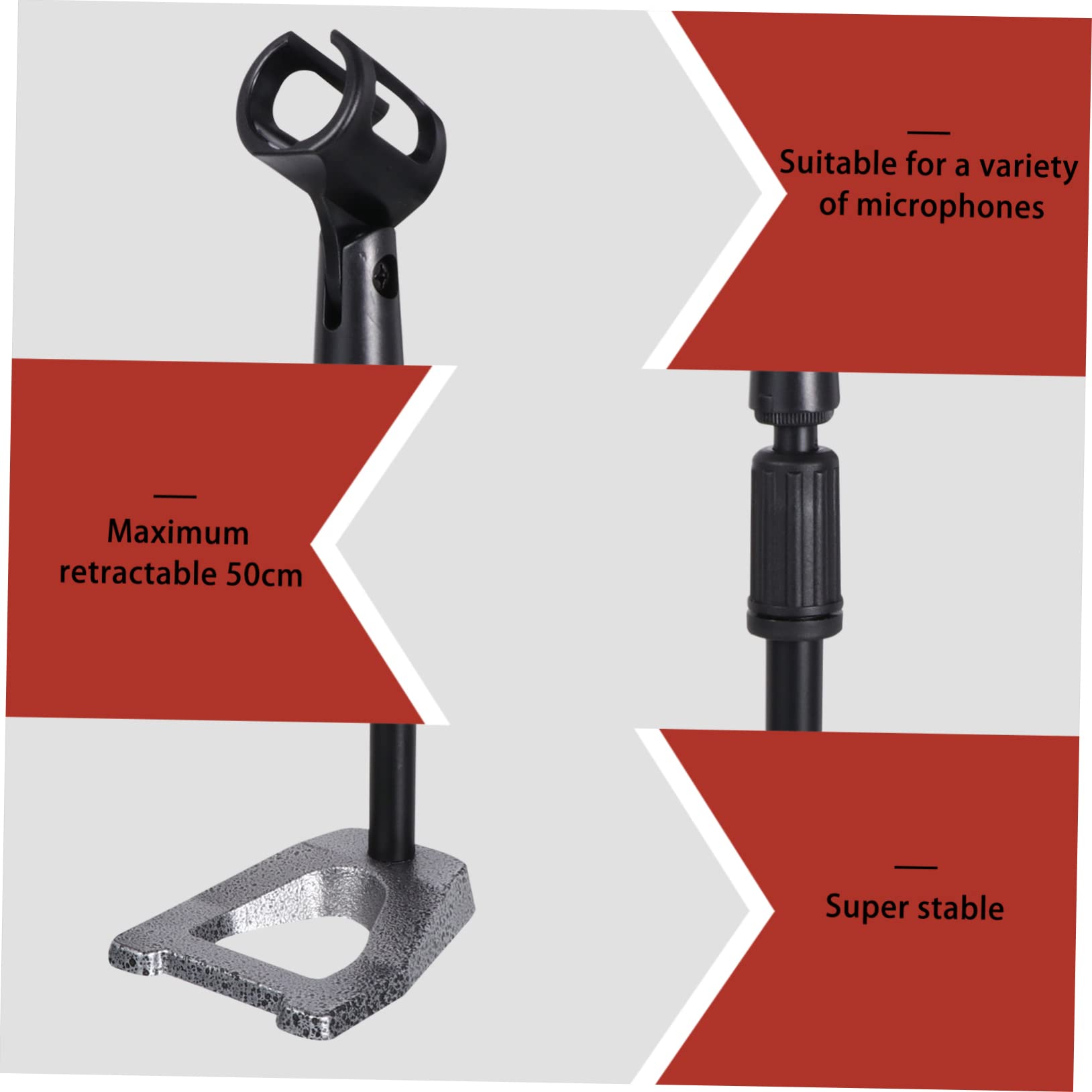 Supporto Per Microfono Con Altezza Montaggio Facile Base Pesante Antiscivolo Retrattile Fino Adatto Diversi Microfoni