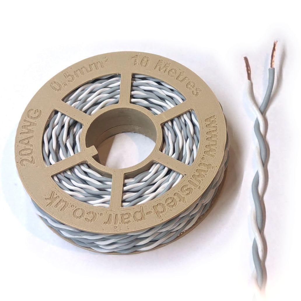 White & Grey Twisted Pair Wire 22 AWG / 0.35mm² 25 Meters CAN Bus Cable