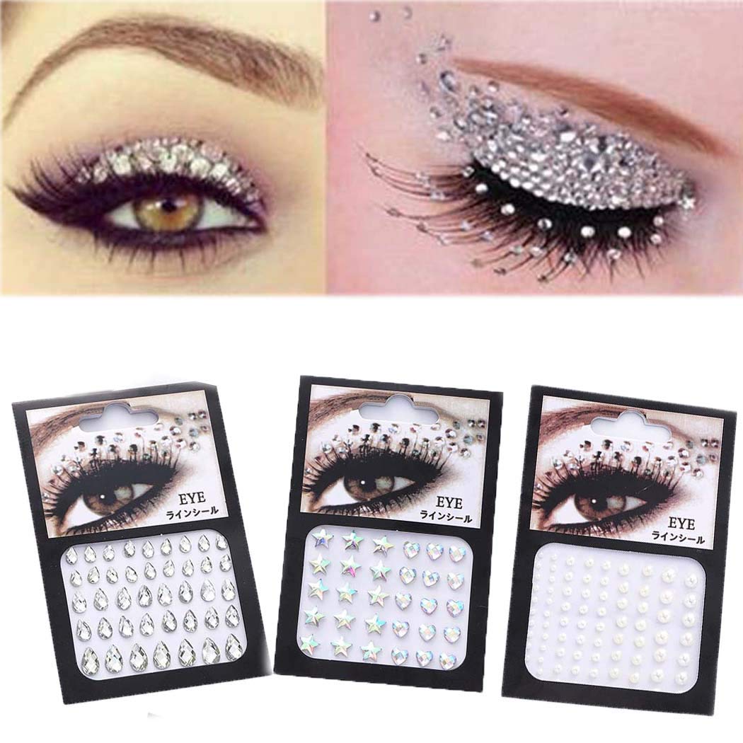 Zoestar Crystal Eye Jewels Breast Gems Festival Rave Stickers Set for Women (Style 2)